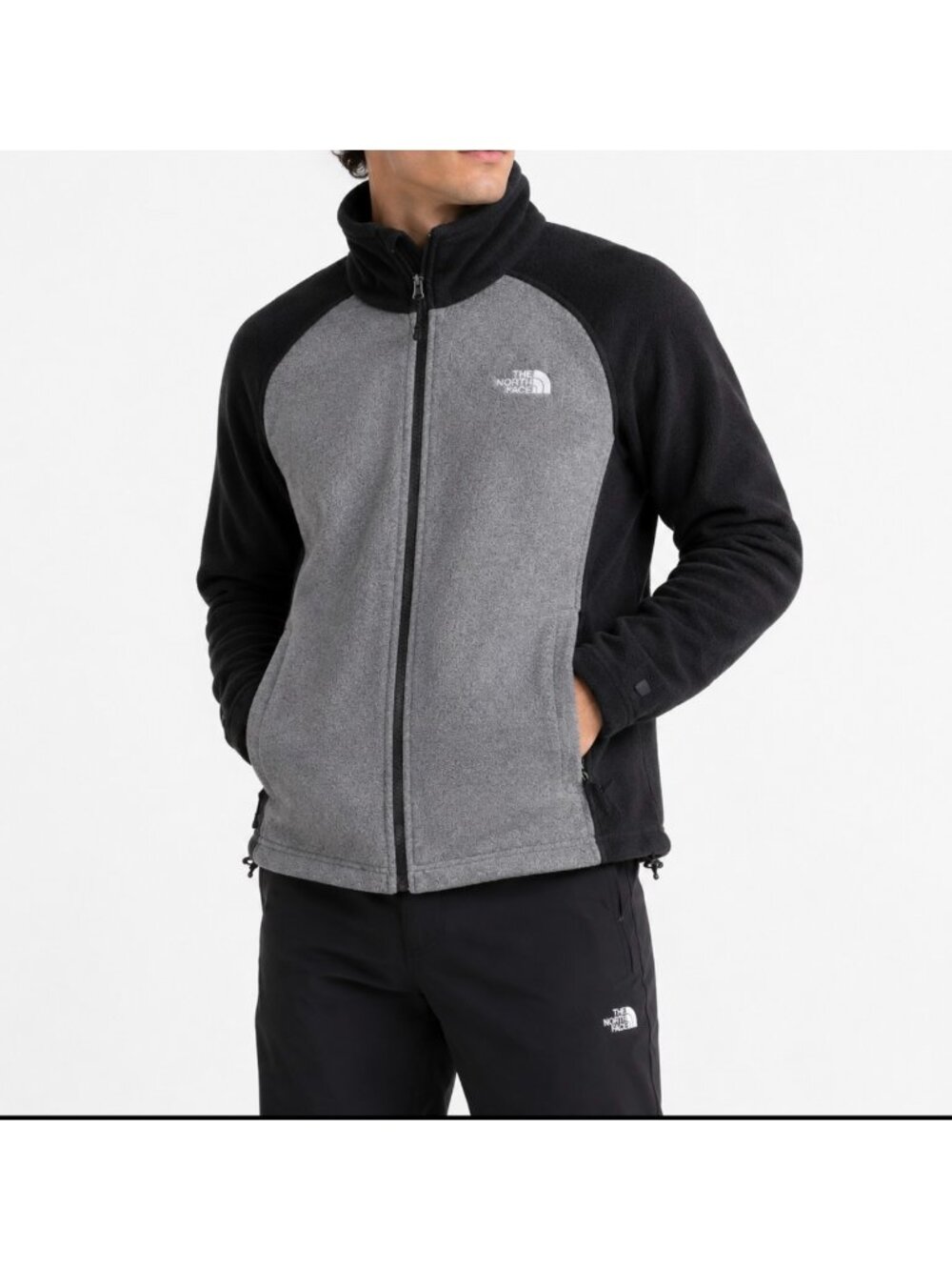 The North Face Mens Gray & Black Full-Zip Fleece Jacket Size M